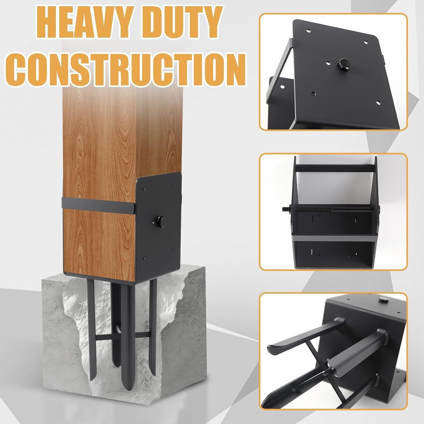 Soporte poste hormigón húmedo forma U resistente 2x6