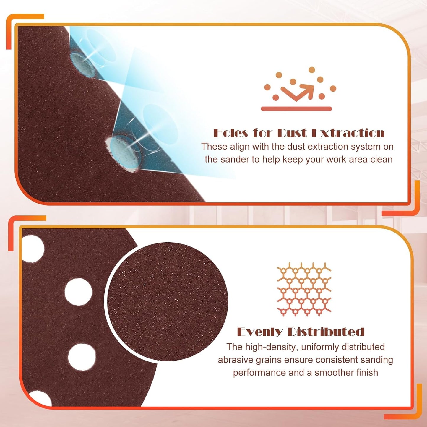 Papel lija orbital 5pulg redondo pack 50 uds