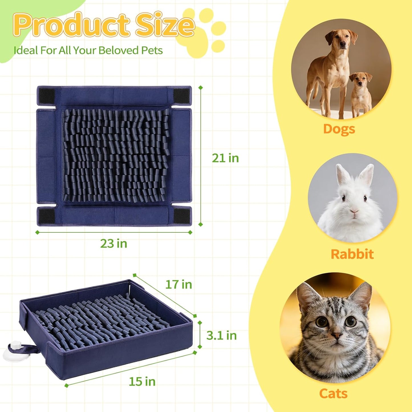 Tapete olfateo perros desplegable 17x15pulg