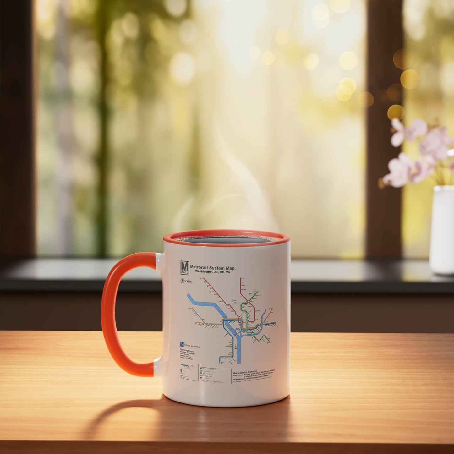 Taza cerámica Metro Map Washington DC naranja/blanca