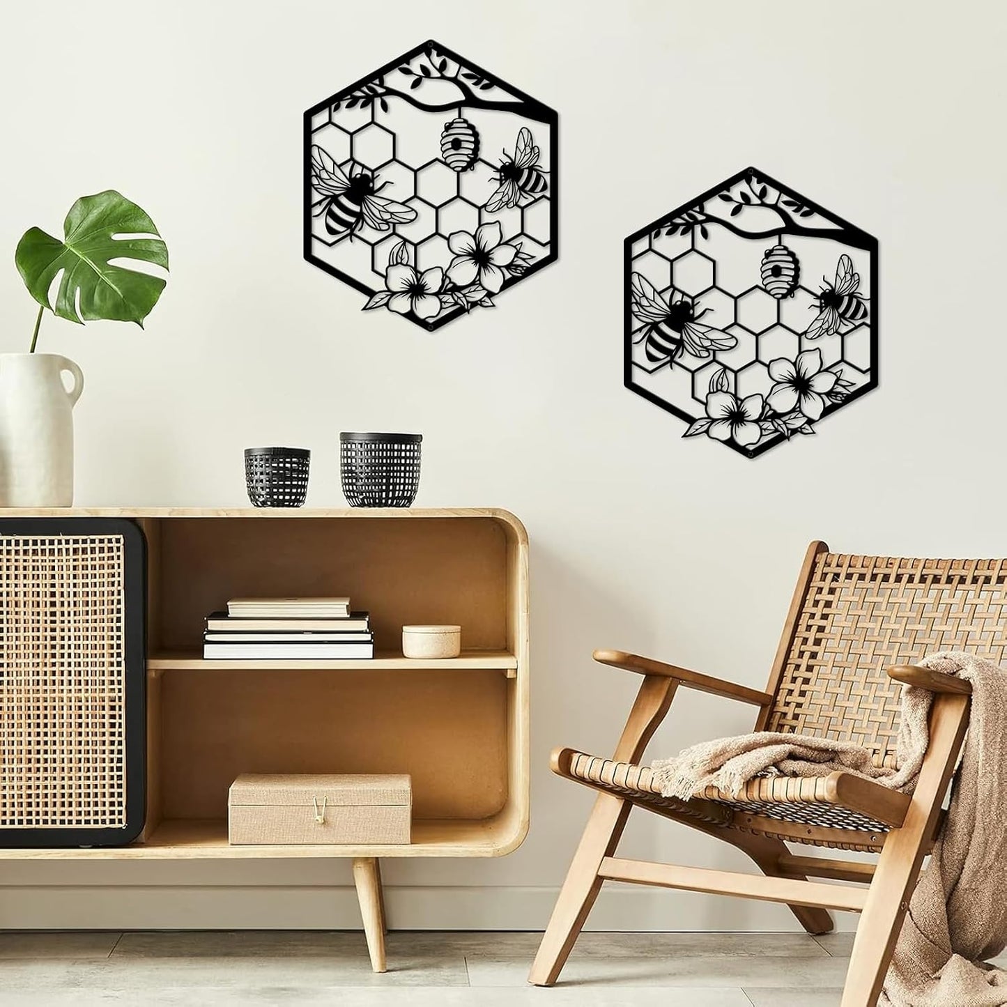 Arte pared abejas colmenas metal decoración sala dormitorio