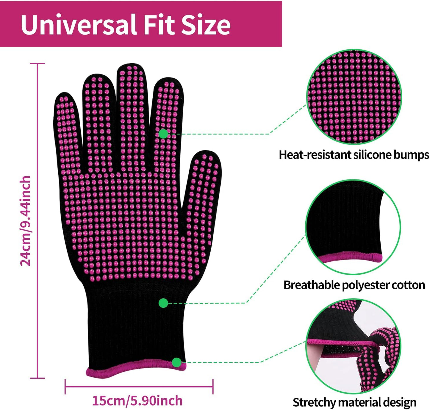 Guantes calor sublimación 2 pzas con silicona mujer