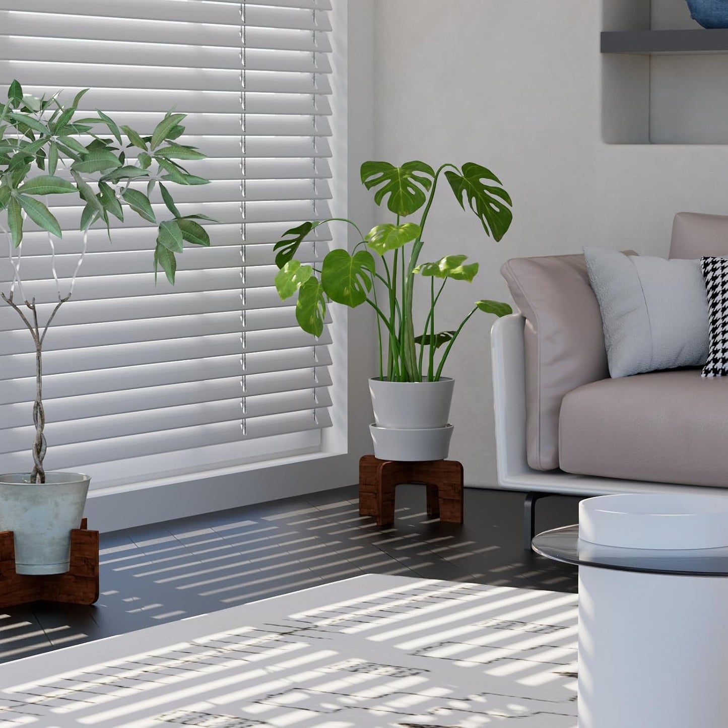 Soporte madera marrón para plantas 5-15pulg