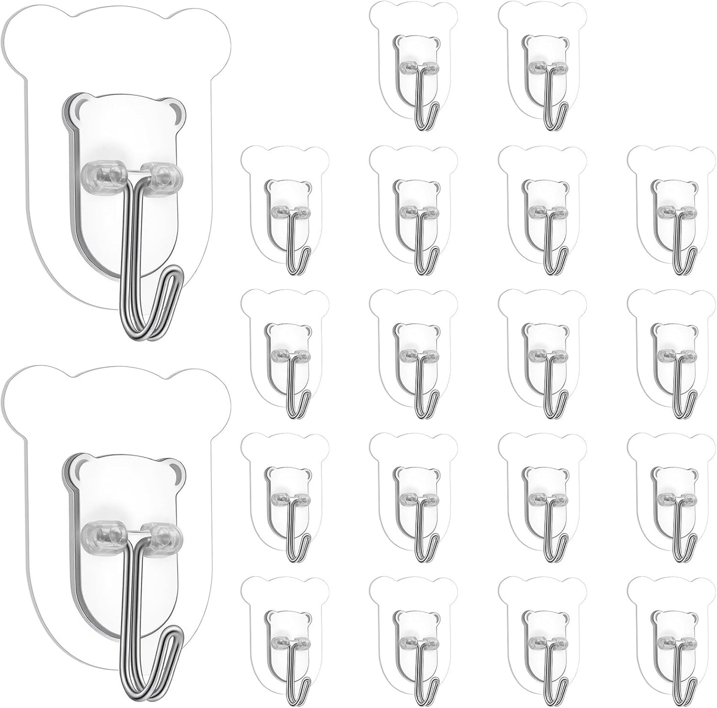 20 Ganchos Adhesivos 10lb Transparentes para Ducha Baño
