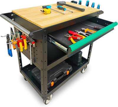 Carrito utilitario madera 3 niveles ruedas resistentes garaje