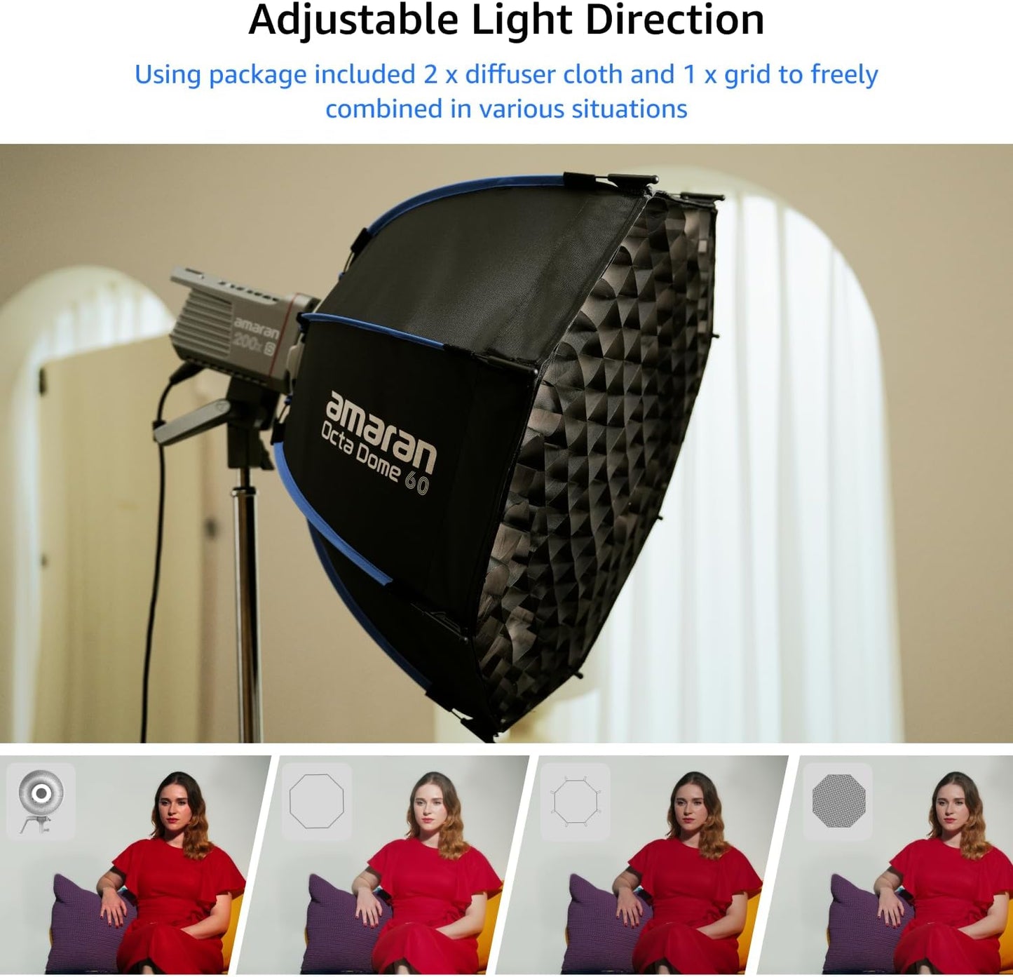 Softbox Octa Dome 60 de 23.6pulg para 150c 300c Aputure LS 300 600