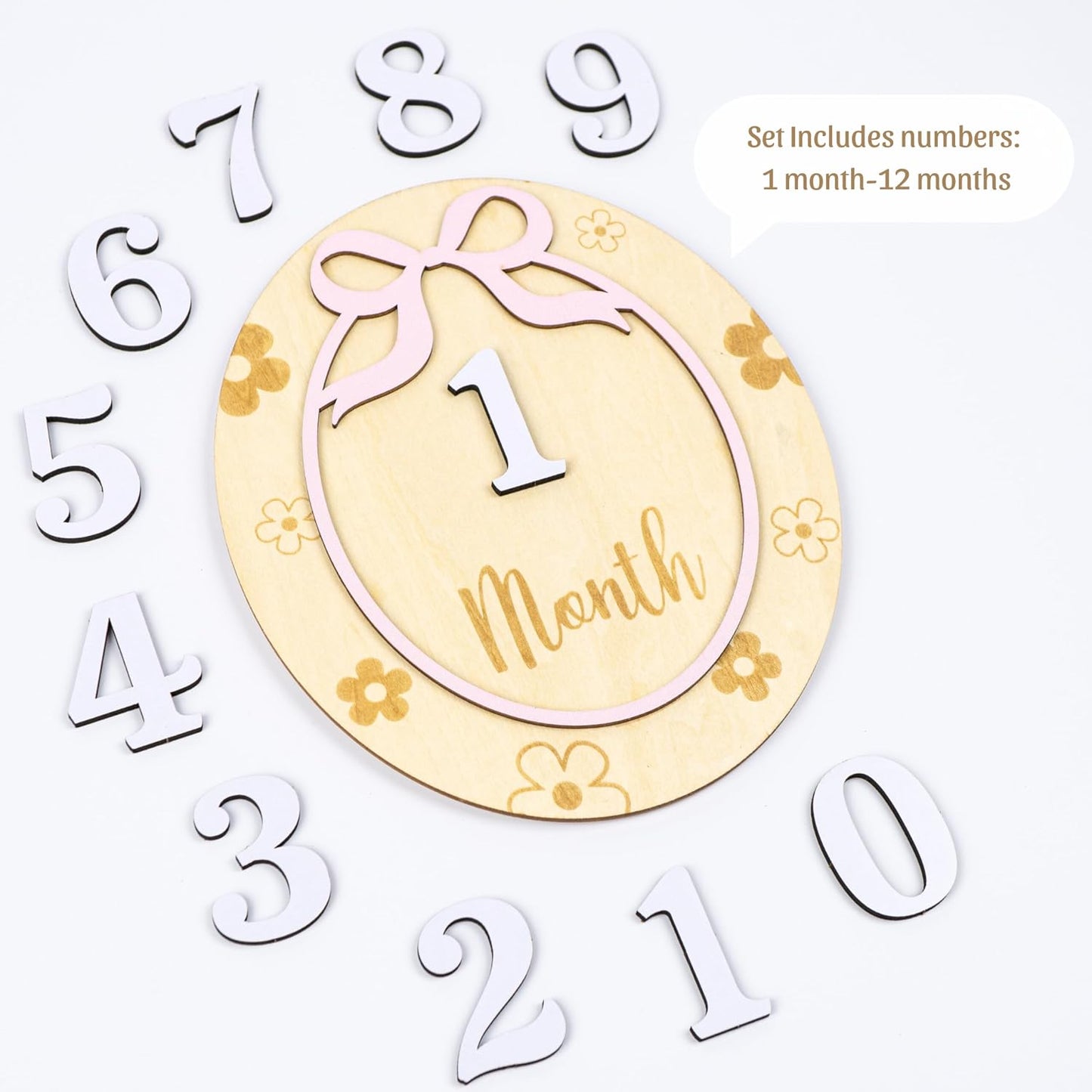 Tarjetas hitos mensuales bebé acrílicas recién nacido
