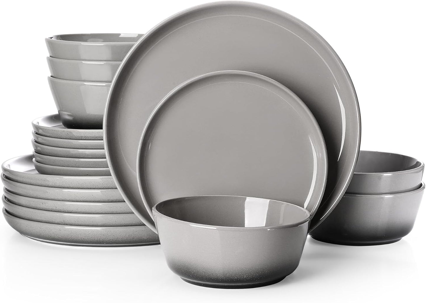 Juego 6 platos cuencos porcelana resistente grafito