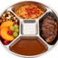 Plato dividido de acero inoxidable 304 de 8.9 pulgadas con cinco compartimentos