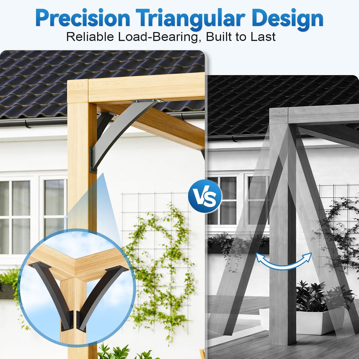 Soportes pérgola 4x4 4unid angulo 45 grados para poste madera