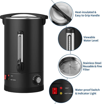 Urna eléctrica café acero inox doble pared 14L para catering