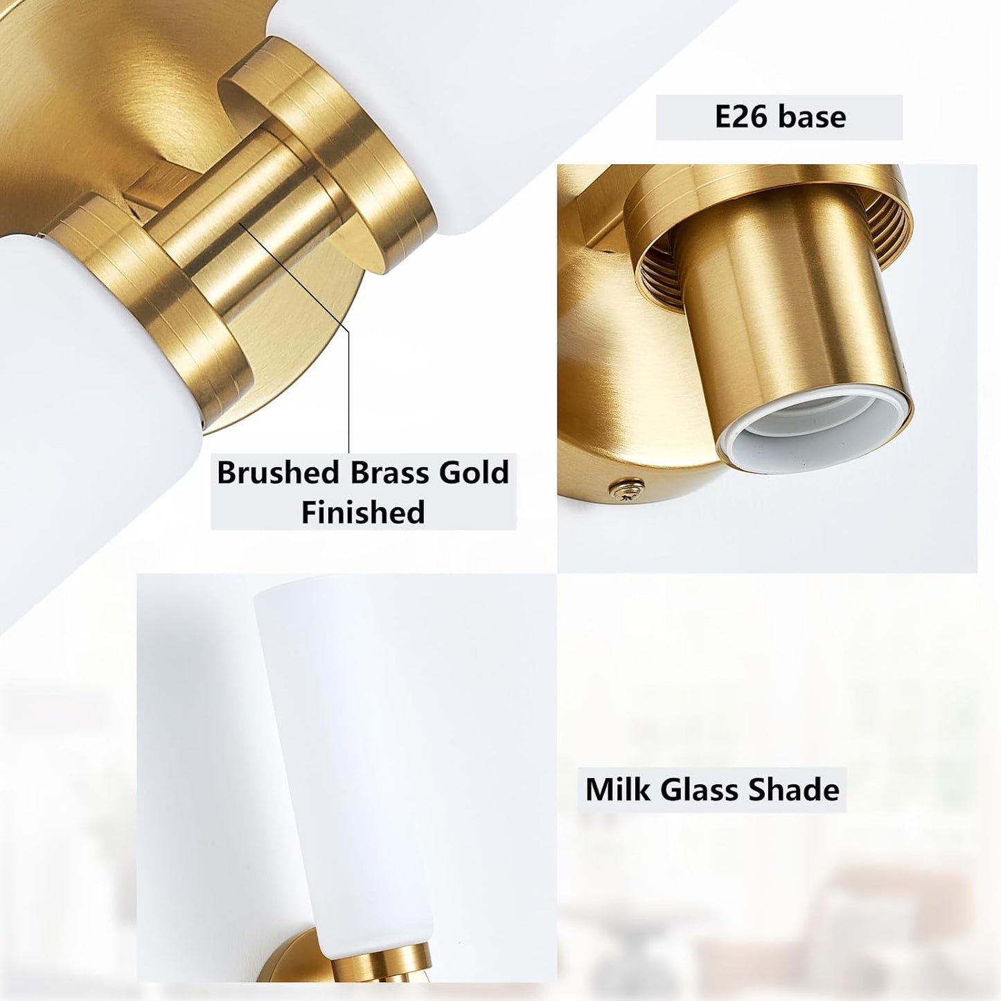 Lámpara baño latón cepillado dorado 2 luces sobre espejo