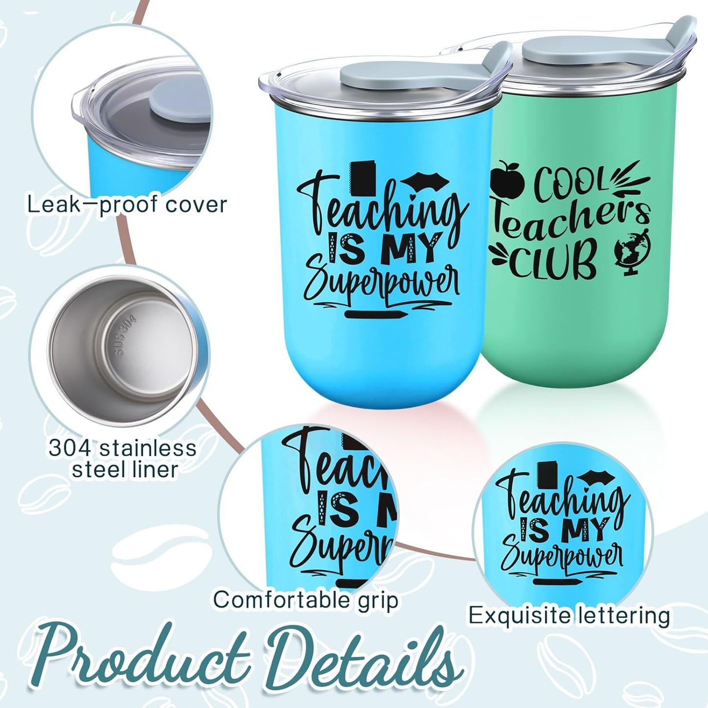 15 Tazas Café A Granel Acero Inox 10oz Con Tapas