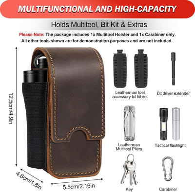 Funda cuero herramientas Leatherman organizador cinturón EDC marrón