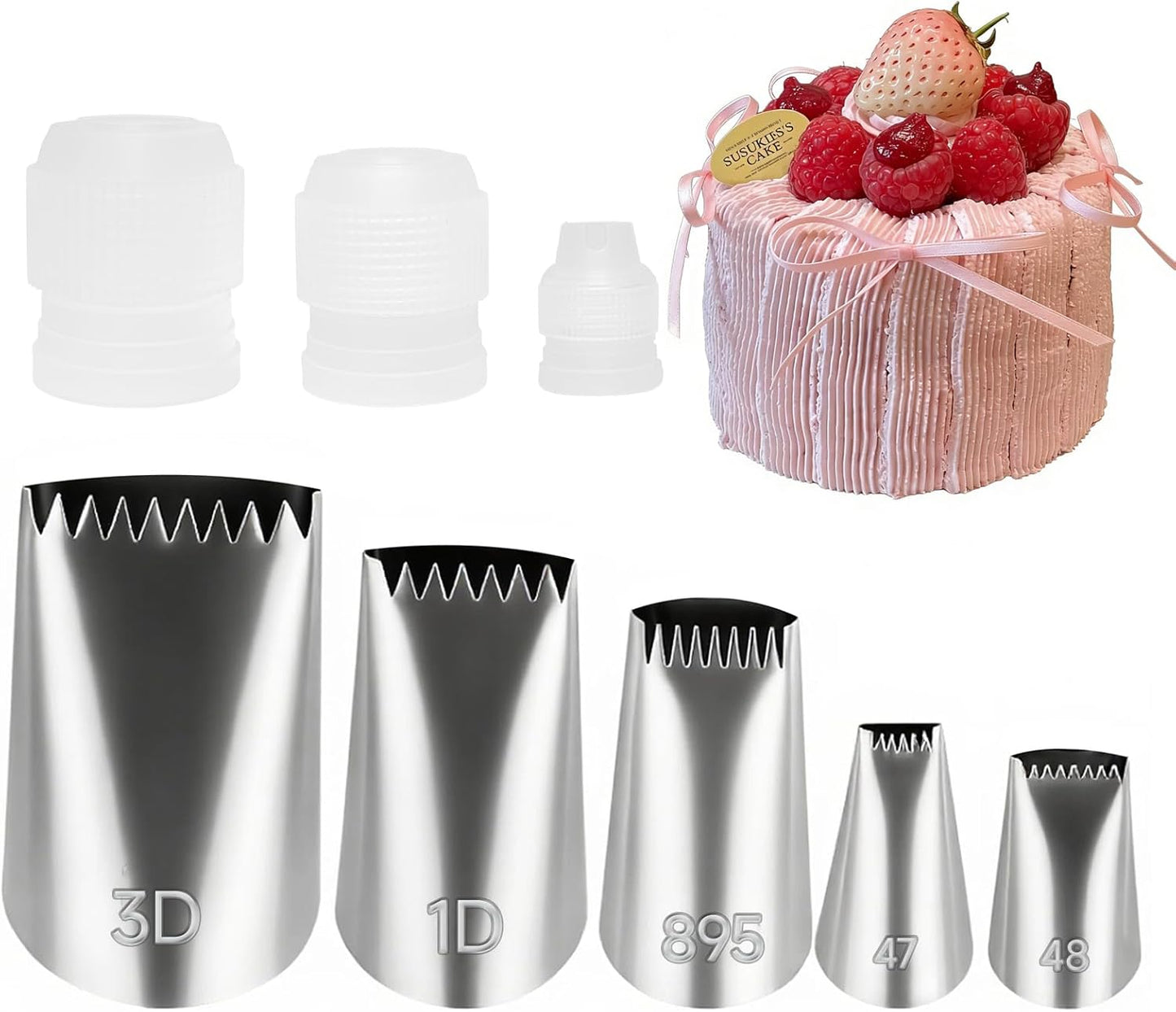 Set 8 puntas tuberías acero inox 304 para decorar pasteles
