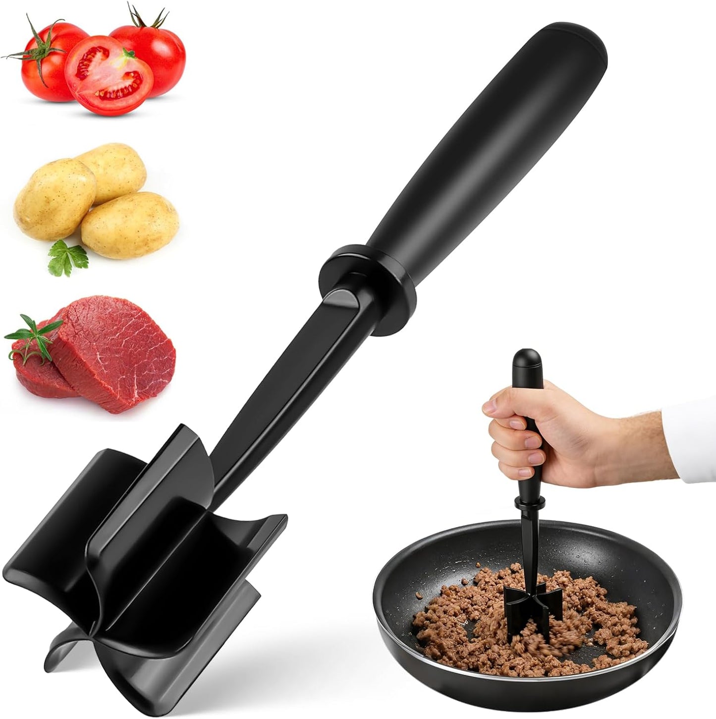 Triturador de carne con 5 cuchillas curvas y mango ergonómico antideslizante