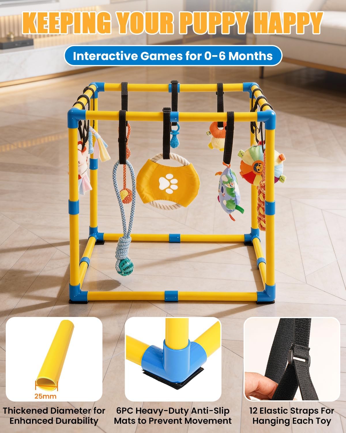 Gimnasio perros 23.6x23.6pulg con 12 juguetes antiderrap