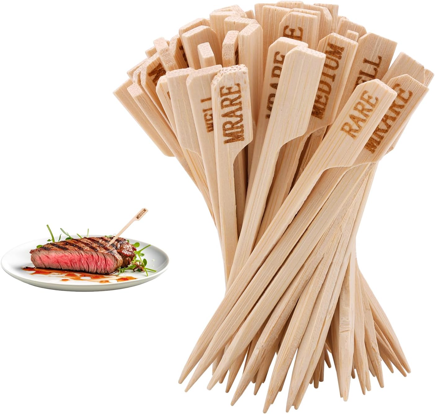 100 Palitos Temperatura Carne Pinchos Madera Barbacoa