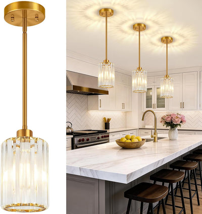 3 Lámparas colgantes isla cocina cristal moderno ajustable