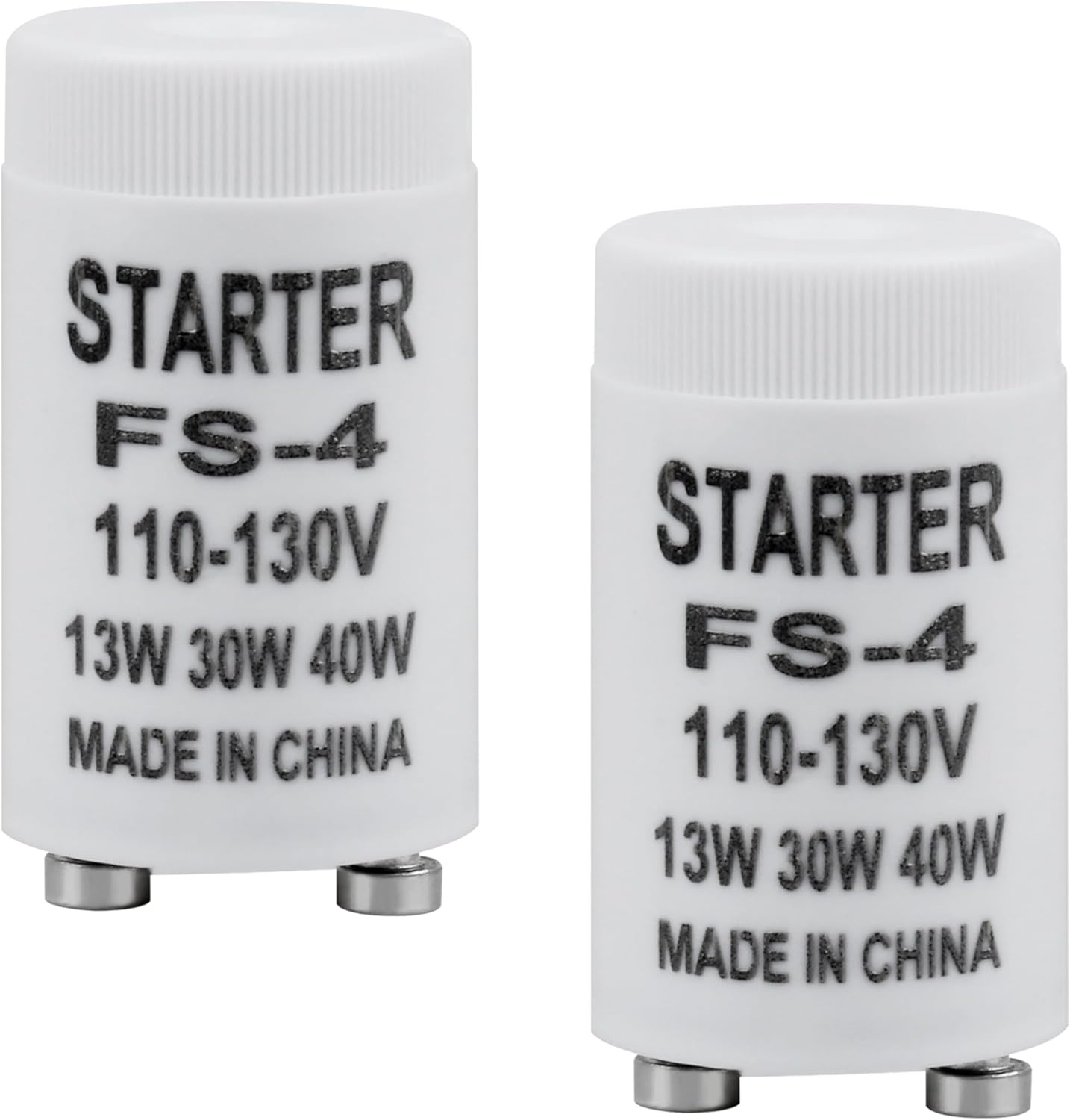 2 Pzas Arrancador Fluorescente 30-40W Plástico