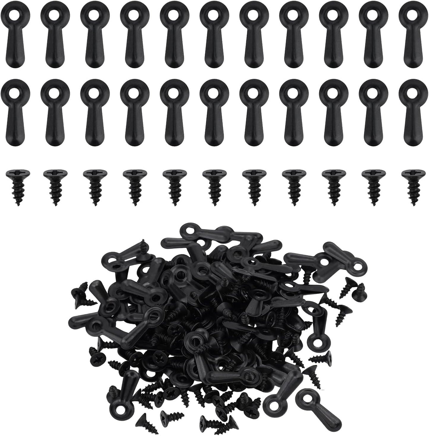 Juego sujetadores botón giro con 100 clips y destornillador