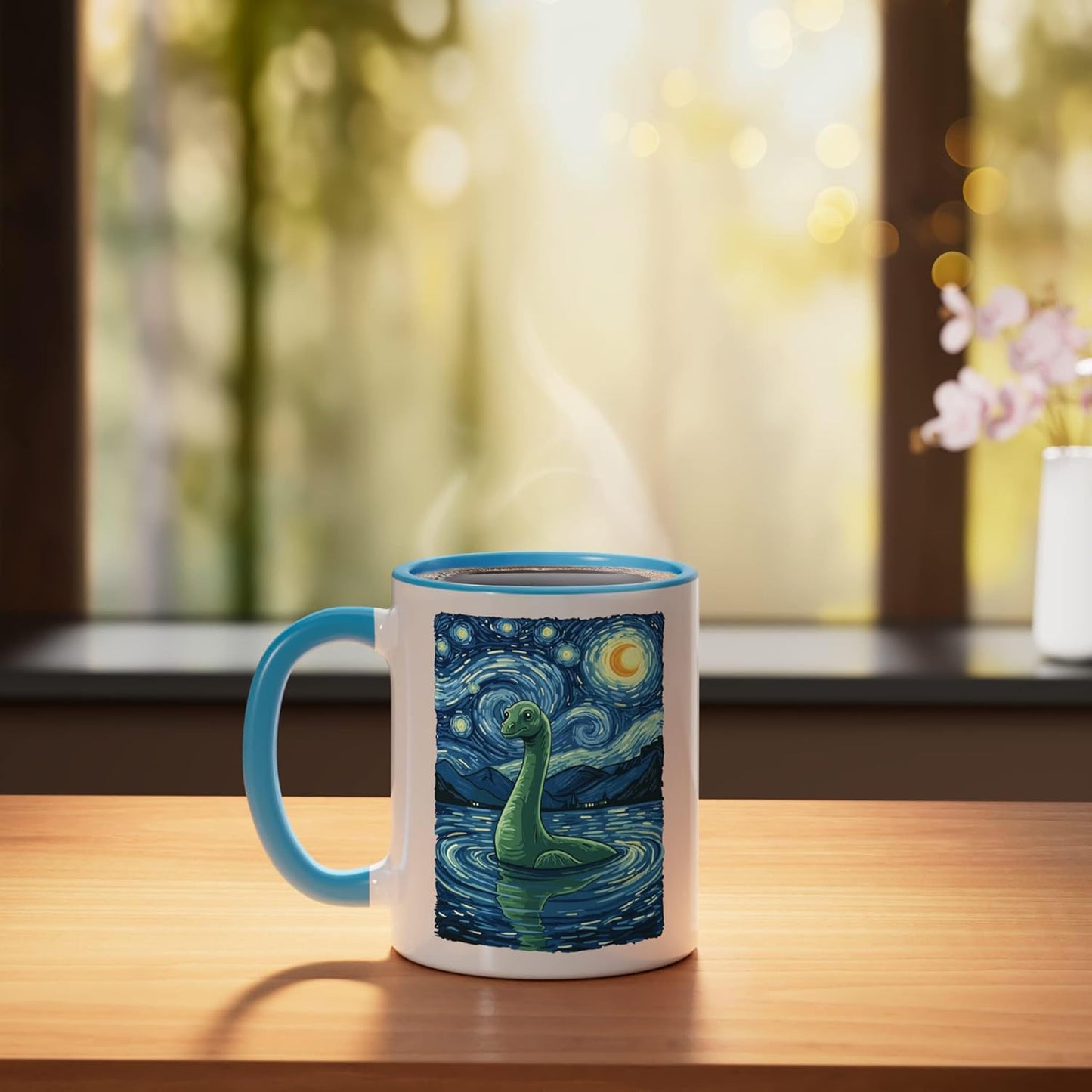 Taza Cerámica Loch Ness Azul Blanco