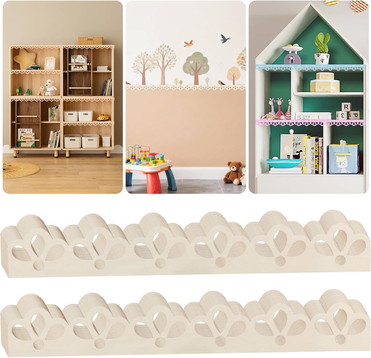 30 Adornos Madera Festoneada Floral Decorativos