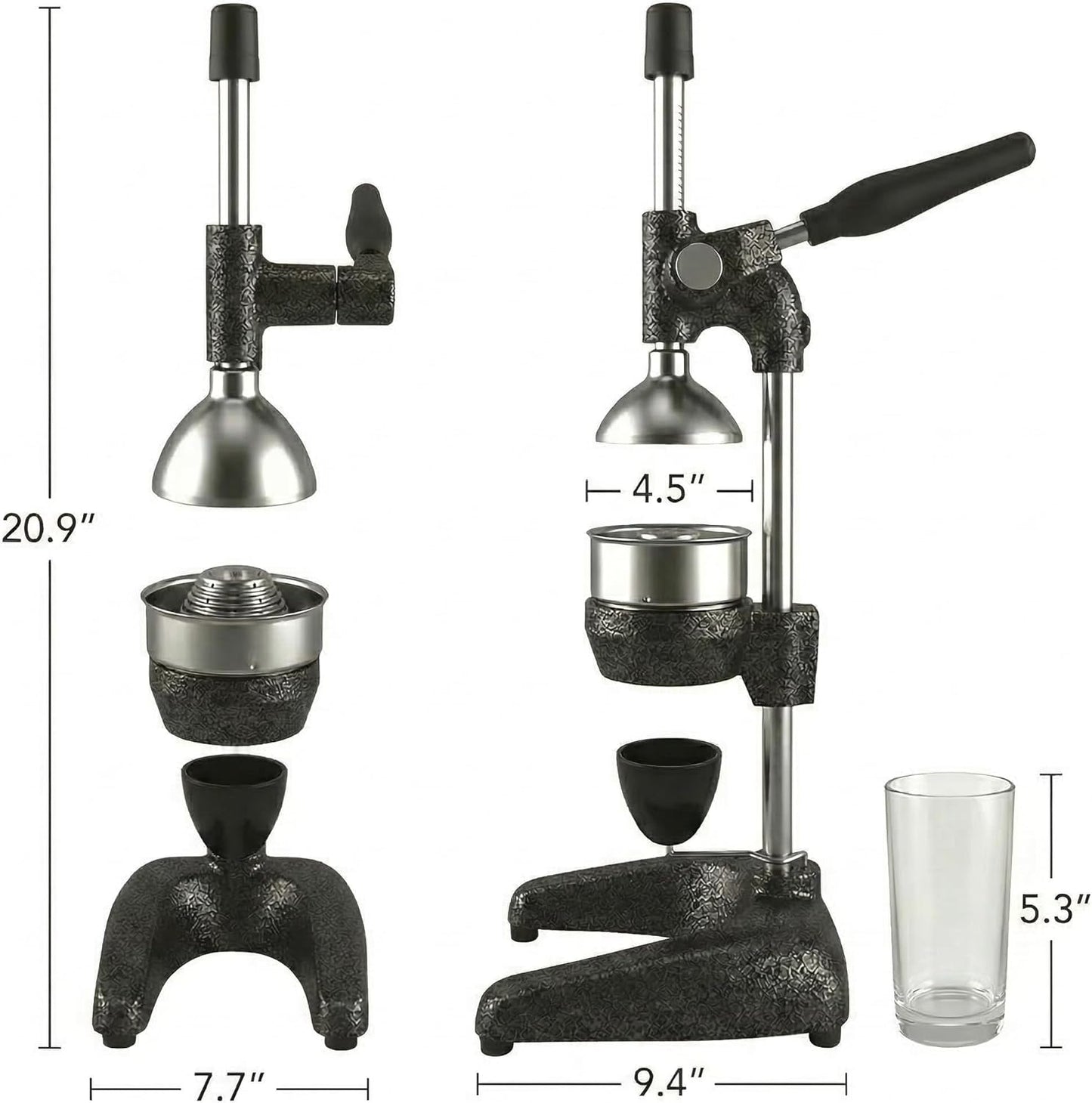 Exprimidor manual hierro fundido acero inox para jugo fresco