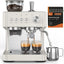 Máquina de café expreso con molinillo y espumador, para café con leche y capuchino, color blanco