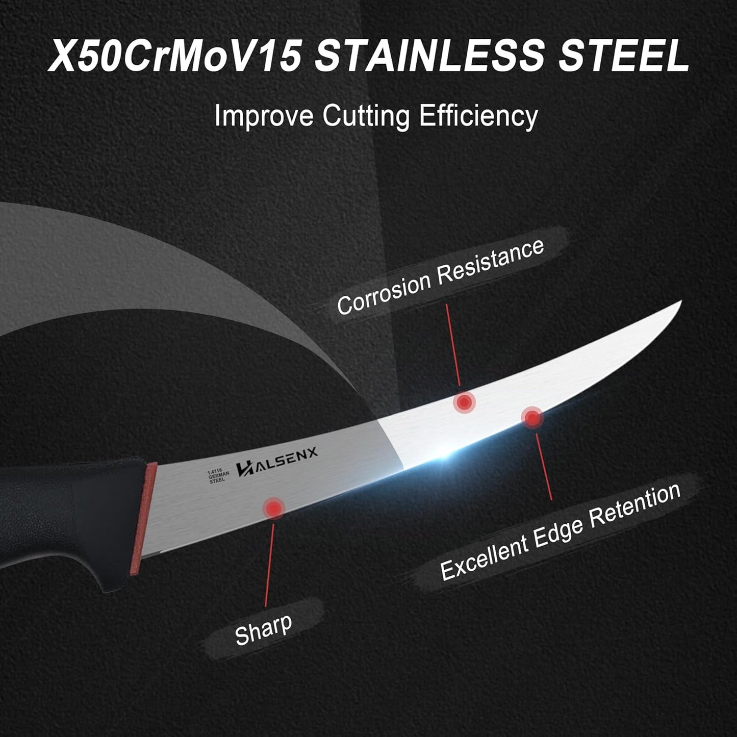 Cuchillo curvado de 5 pulgadas para deshuesar carne con mango antideslizante