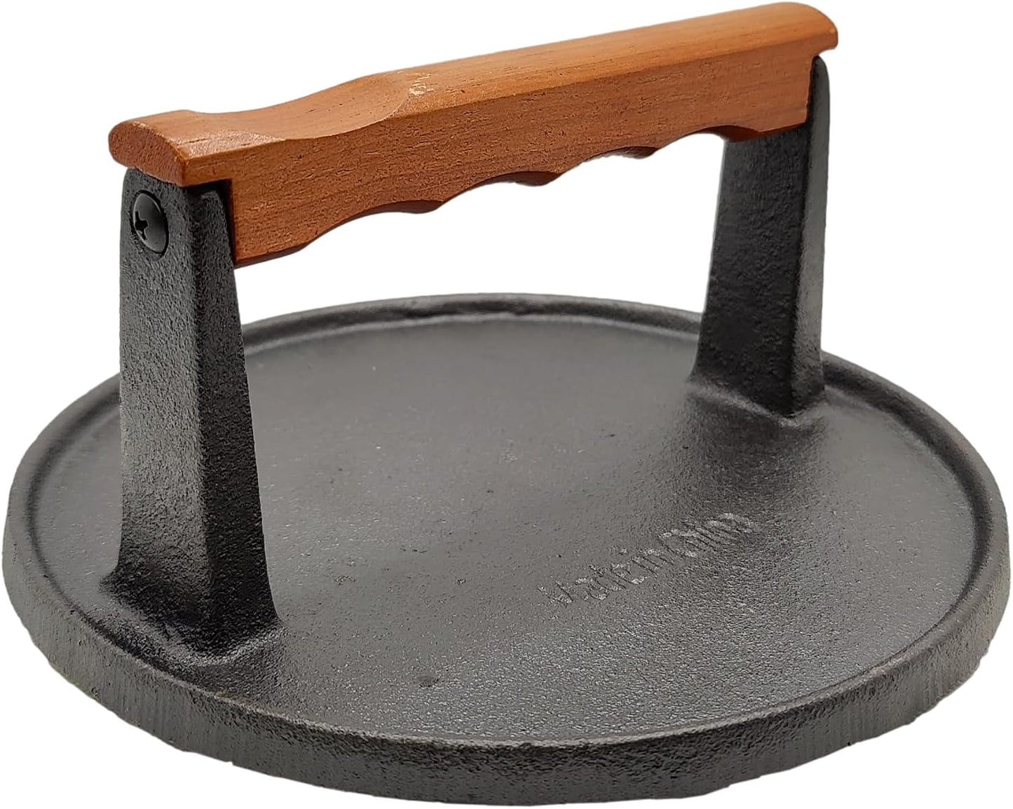 Prensa hamburguesa hierro fundido mango madera 7pulg