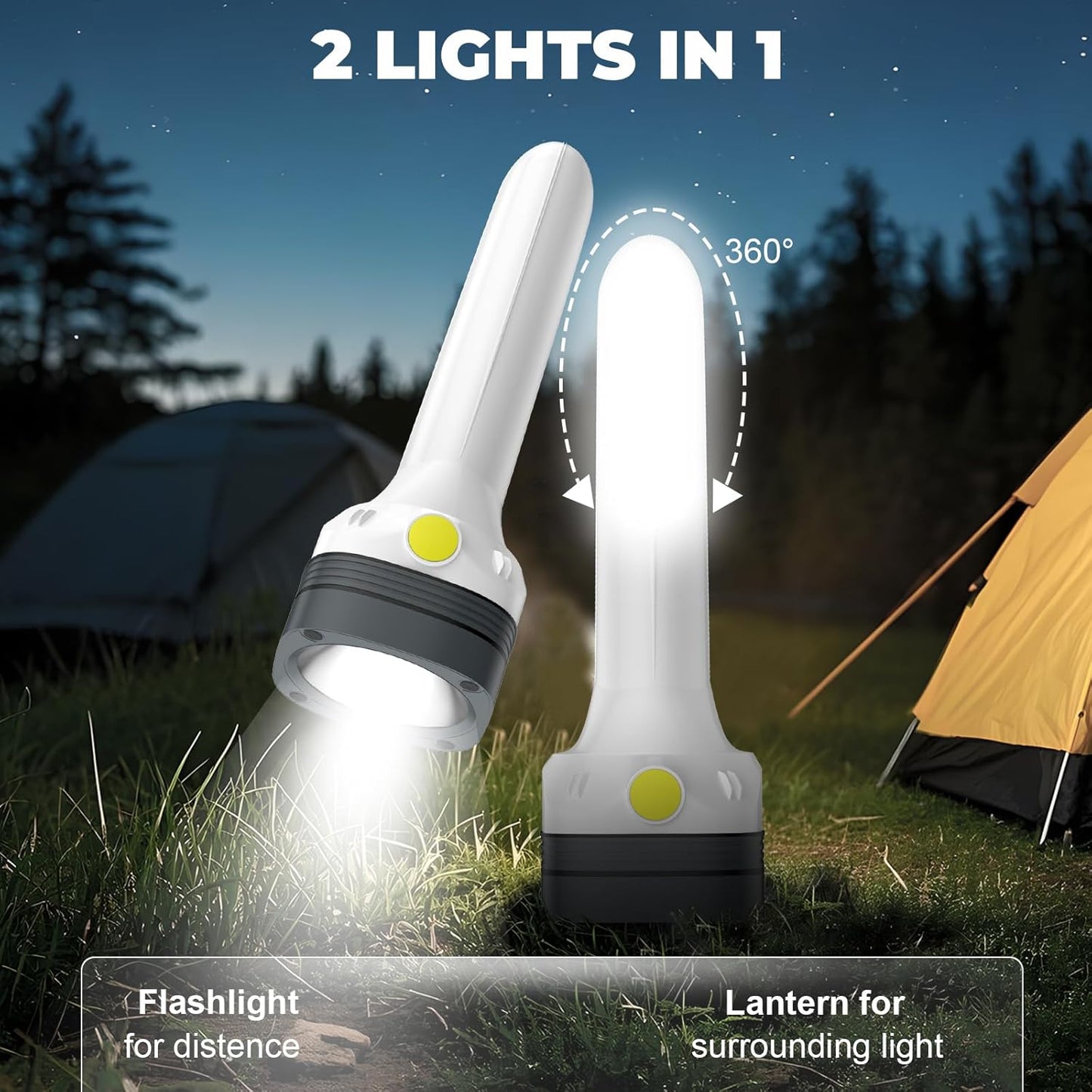 Linterna LED 2en1 recargable con luz estroboscópica camping coche