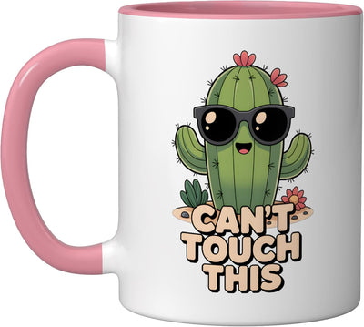 Taza Cerámica Cactus Humorístico Rosa/Blanco