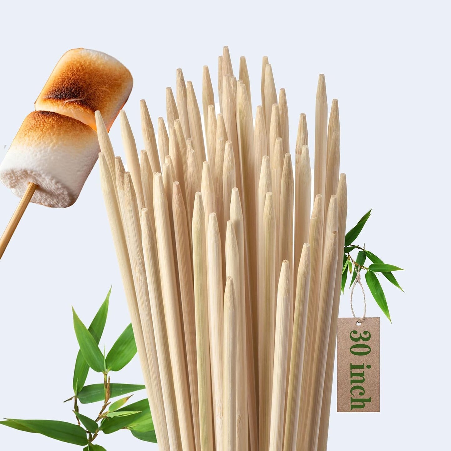 Pinchos asar malvaviscos 30pulg 120uds bambú