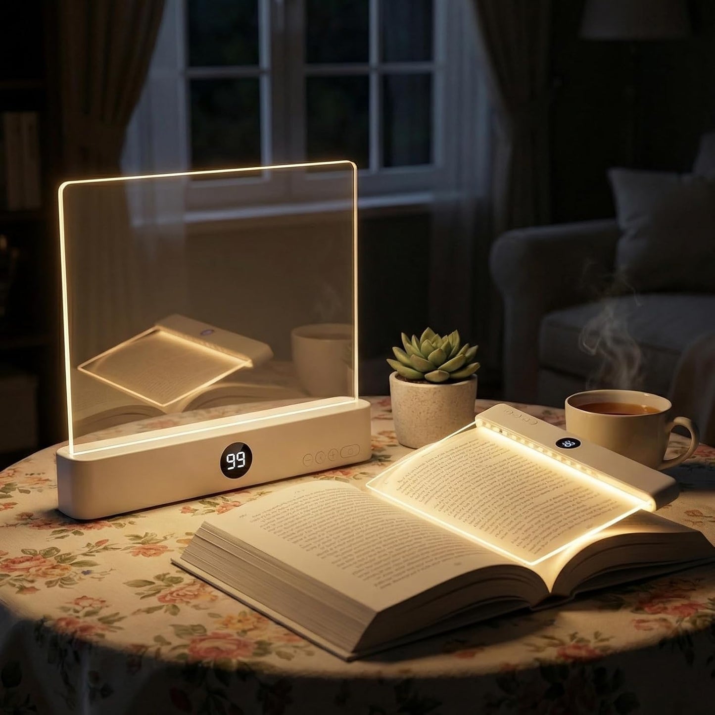 Lámpara de lectura LED recargable con 3 luces de clip