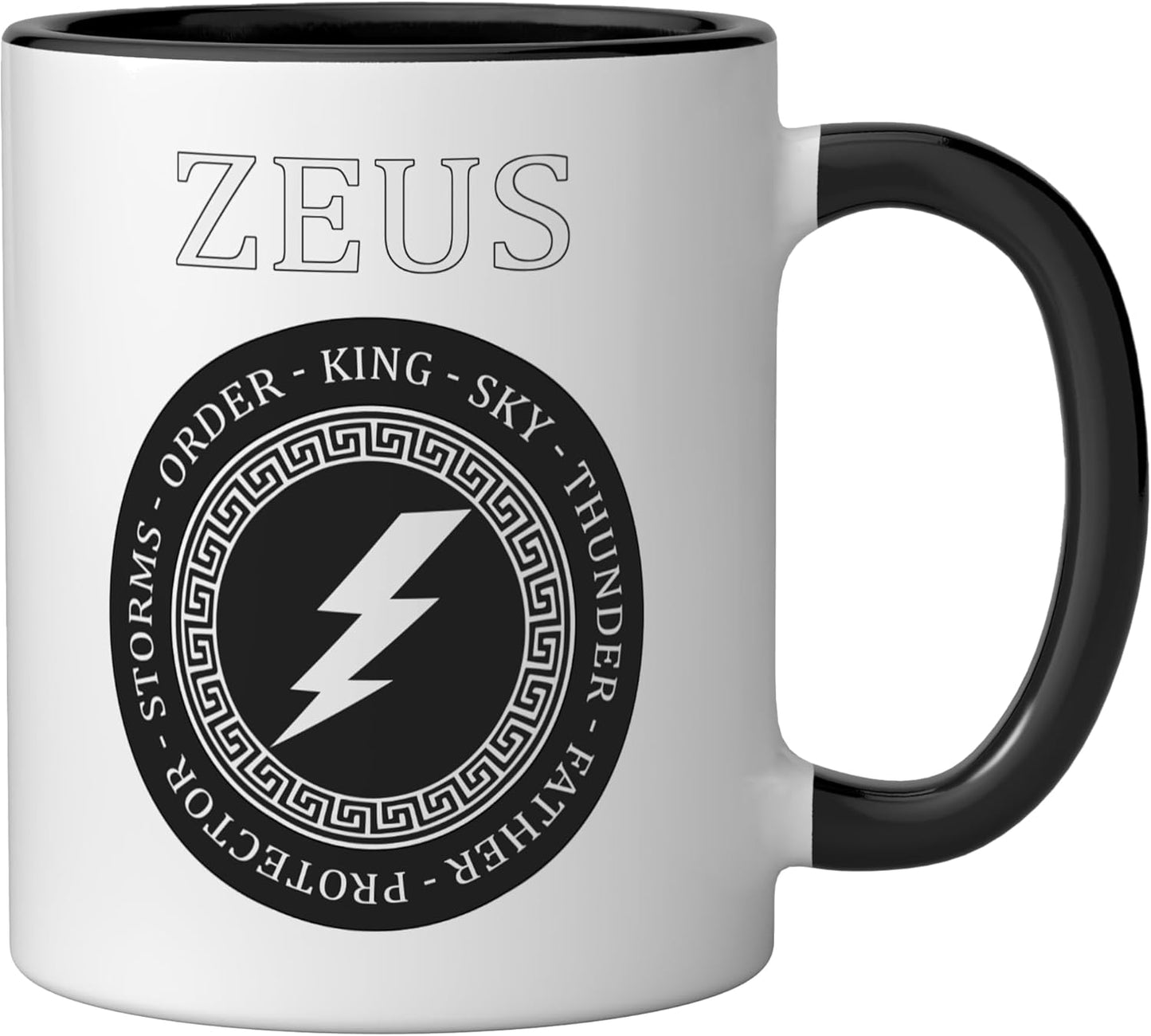 Taza cerámica dios griego Zeus negro/blanco