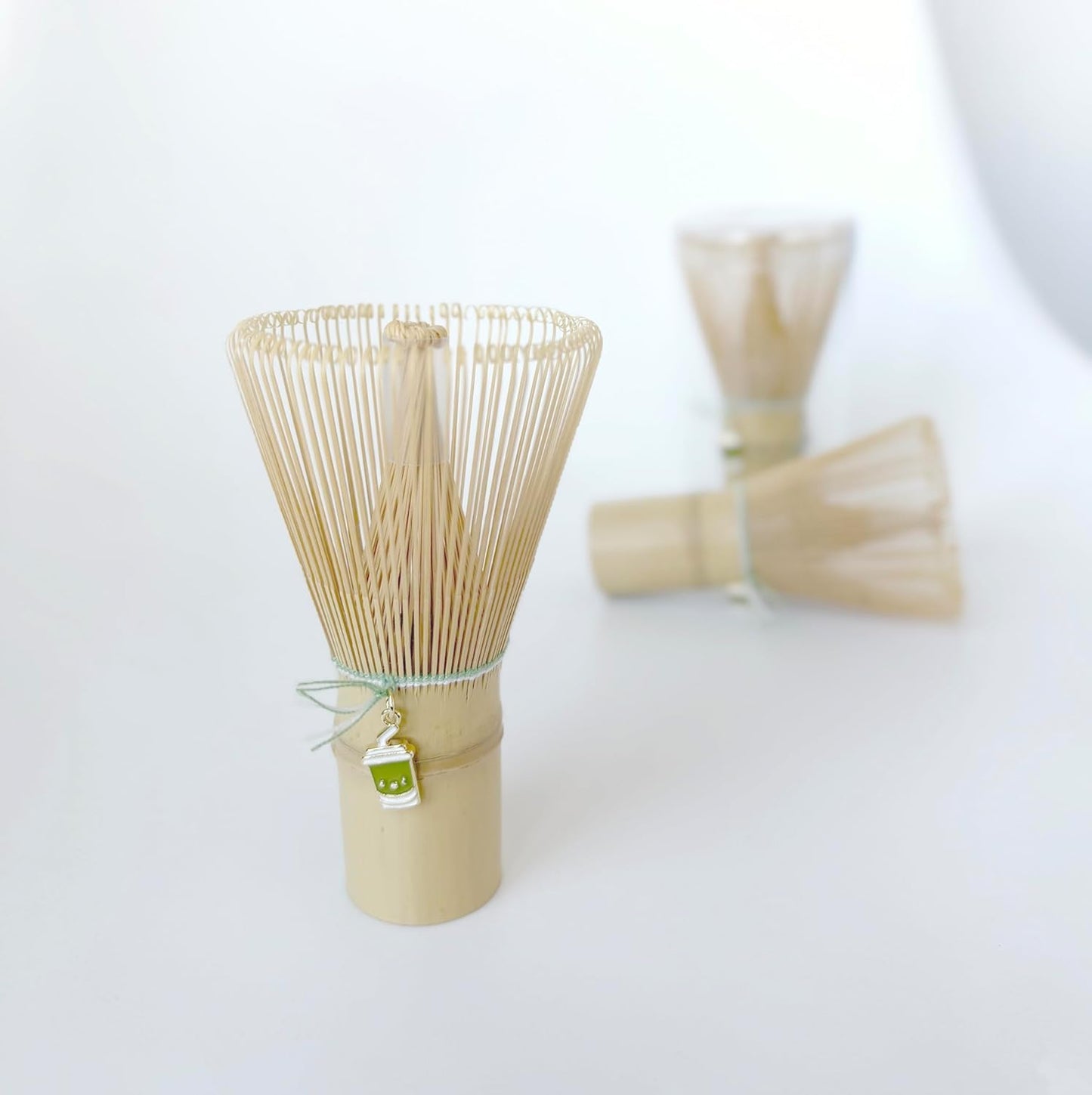 Cuchara de bambú para matcha con accesorio latte, 100 dientes, 4 x 2.5 pulgadas