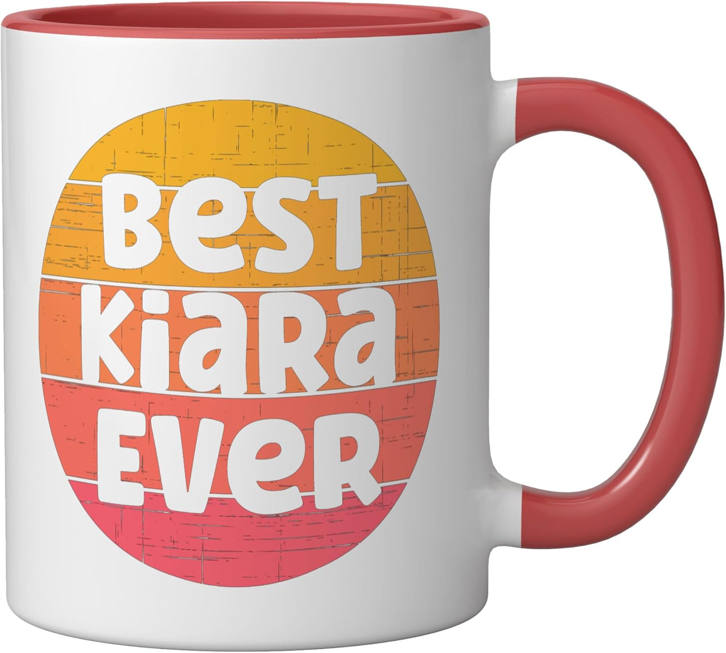 Taza cerámica Kiara Name Retro Sunset Graphic Red/White