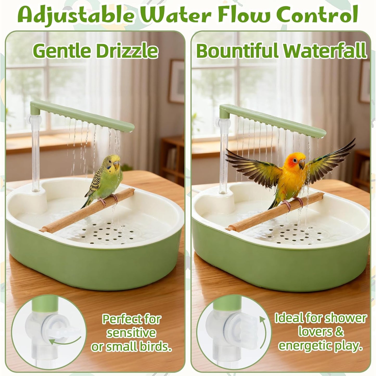Bañera automática para pájaros con agua circulante