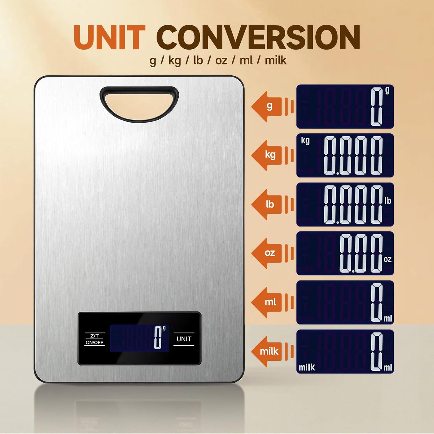 Báscula cocina acero inox 11lb digital gramos oz