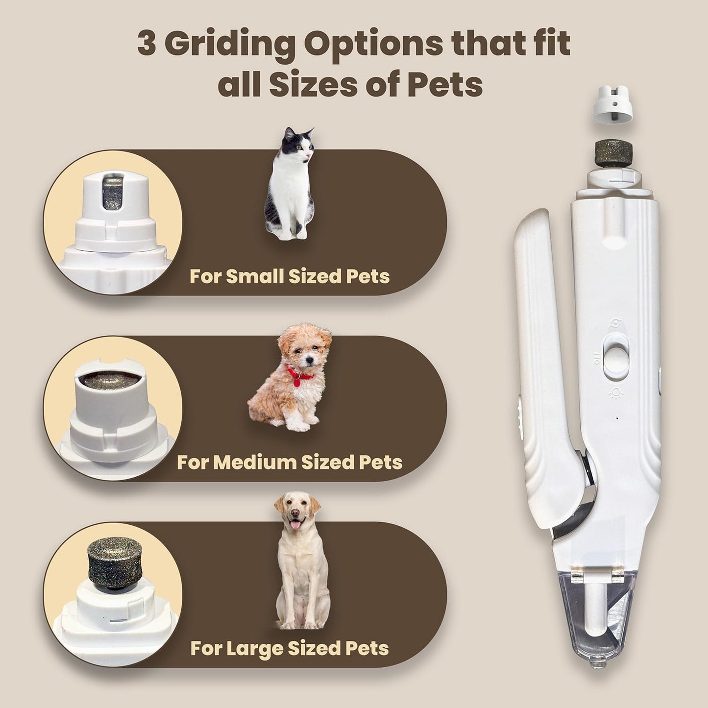 Cortauñas 2en1 perros gatos con luces LED recargable USB