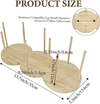 Organizador barra café madera 3 compartimentos soporte tazas