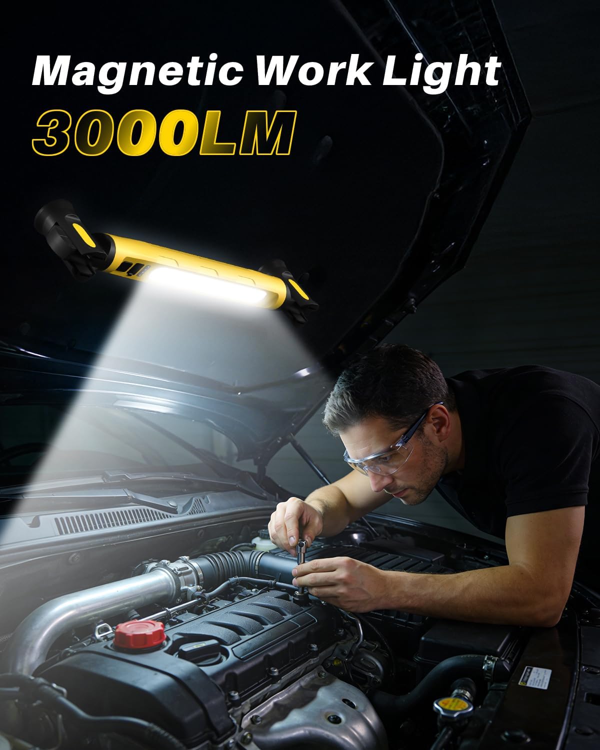 Luz trabajo magnética LED 3000lm 5200mAh batería taller