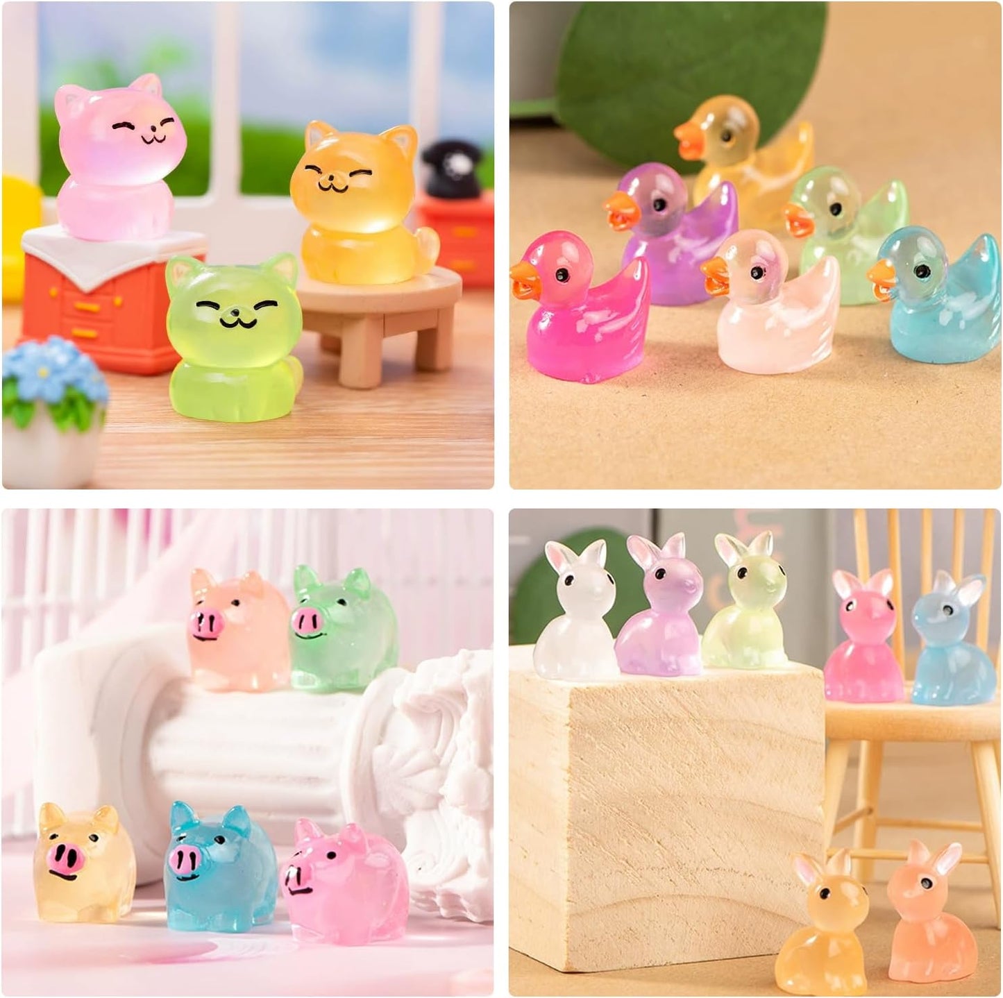 110 Pzas Mini Animales Resina Brillan Oscuridad