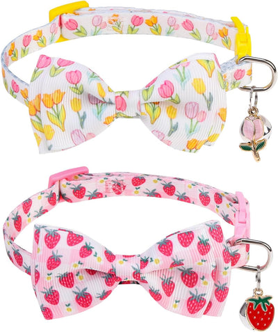 Collar gato con campana ajustable 2 pzas rosa tulipán