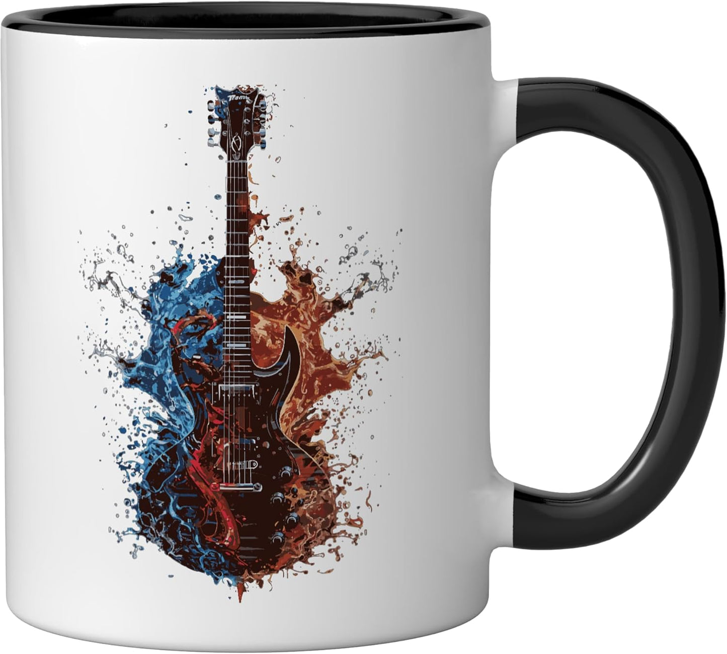 Taza Cerámica Guitarra Negro/Blanco