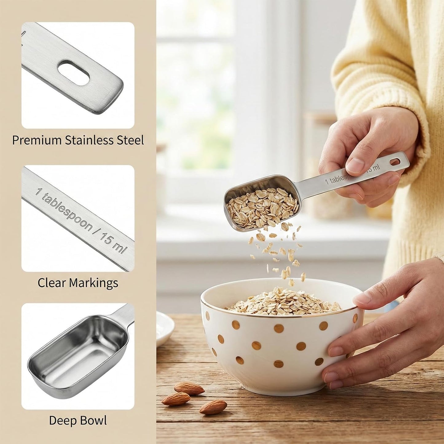 2 Cucharaditas Acero Inox Rectangulares para Especias