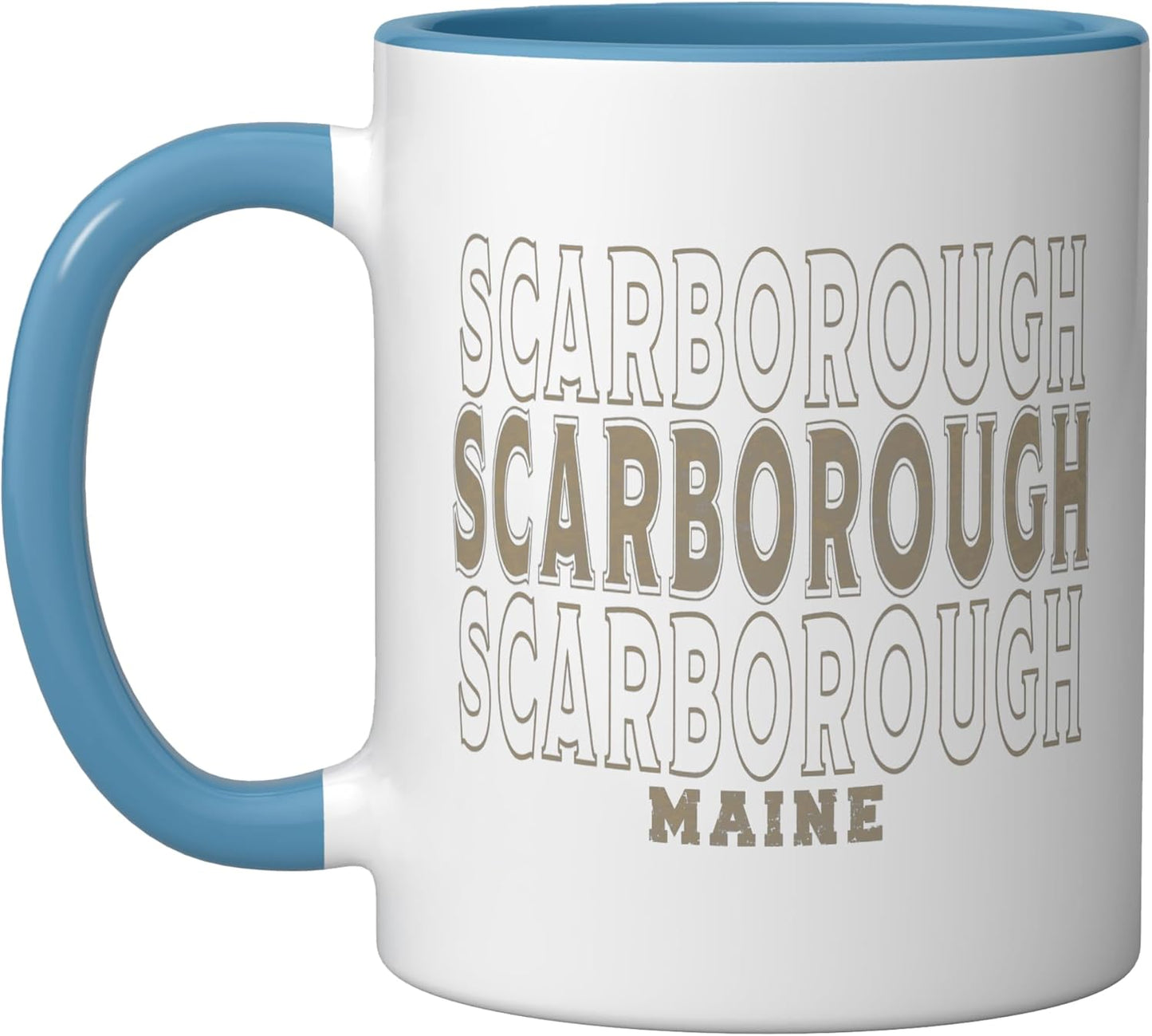 Taza Cerámica Vintage Scarborough Maine Azul Blanco