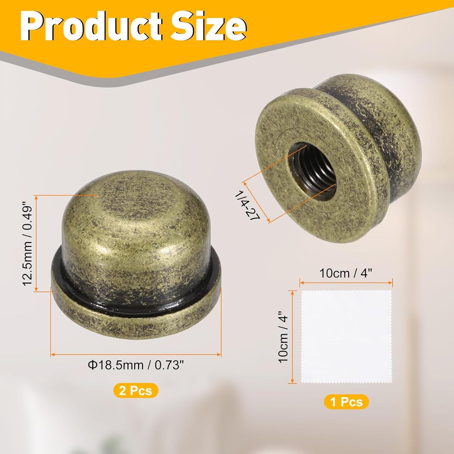 Remates lámpara 0.5pulg rosca 1/4-27 perilla decorativa con paño