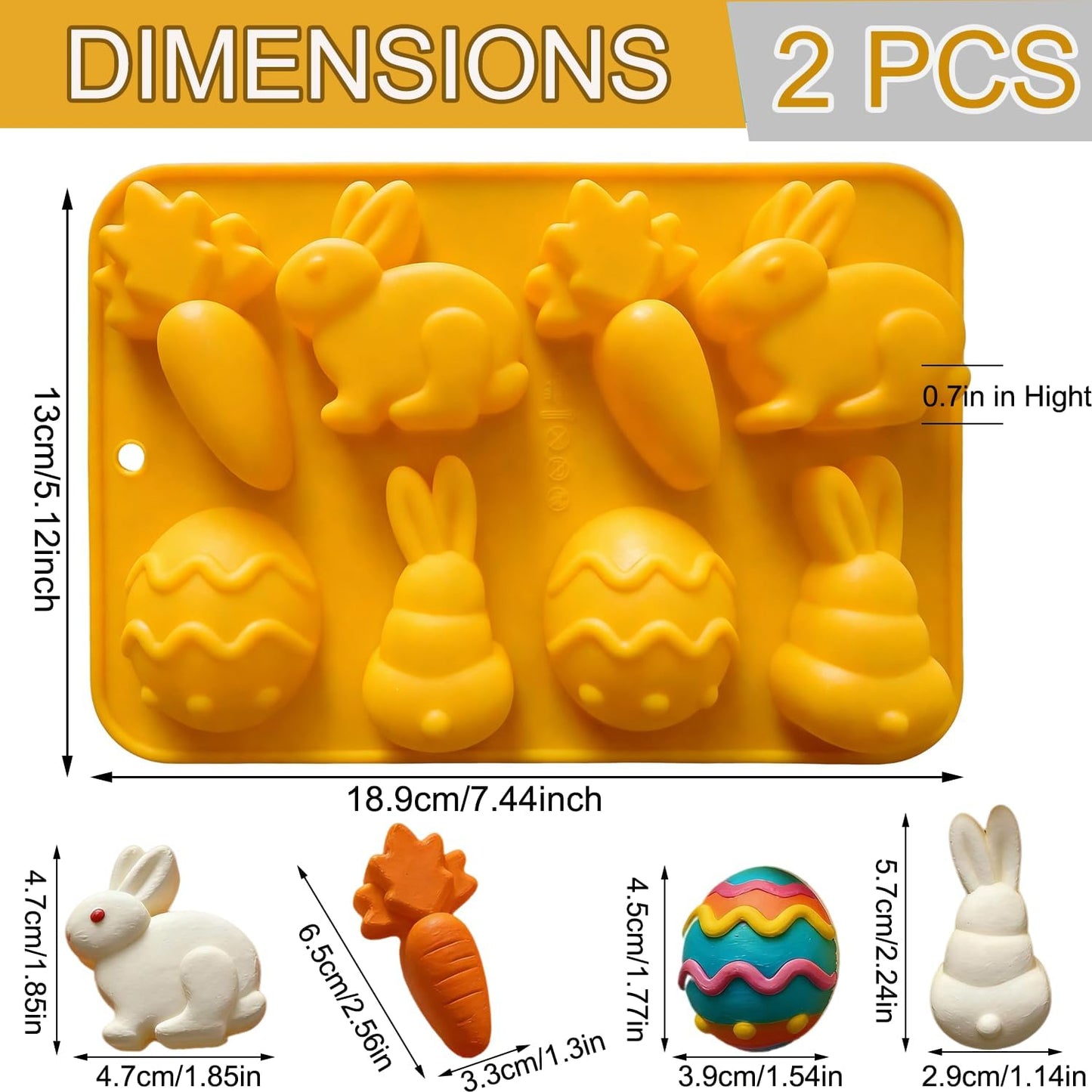 Moldes de Pascua de silicona en forma de conejo para chocolate y bricolaje
